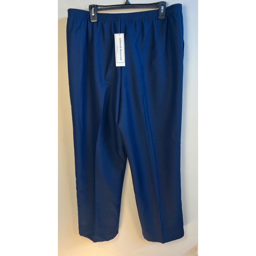 Alfred Dunner Classics Navy Blue Pull On Elastic Waist Pants Women's Size‎ 18 - Picture 3 of 10